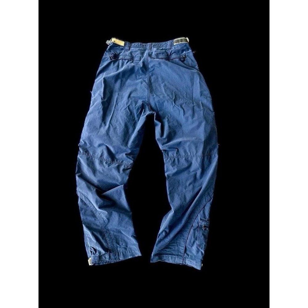 Y2K No Boundaries Parachute Cargo Pants Sz 33.5x31 Vintage Blue 90's Military
